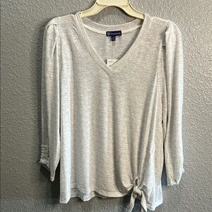 Democracy Gray 3/4 Sleeve Tie Front Blouse NWT Size 1X